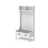 Modern 3 In 1 Hallway Hall Tree With Storage Drawers, Coat Rack, Shoe Rack Bench And Cushion