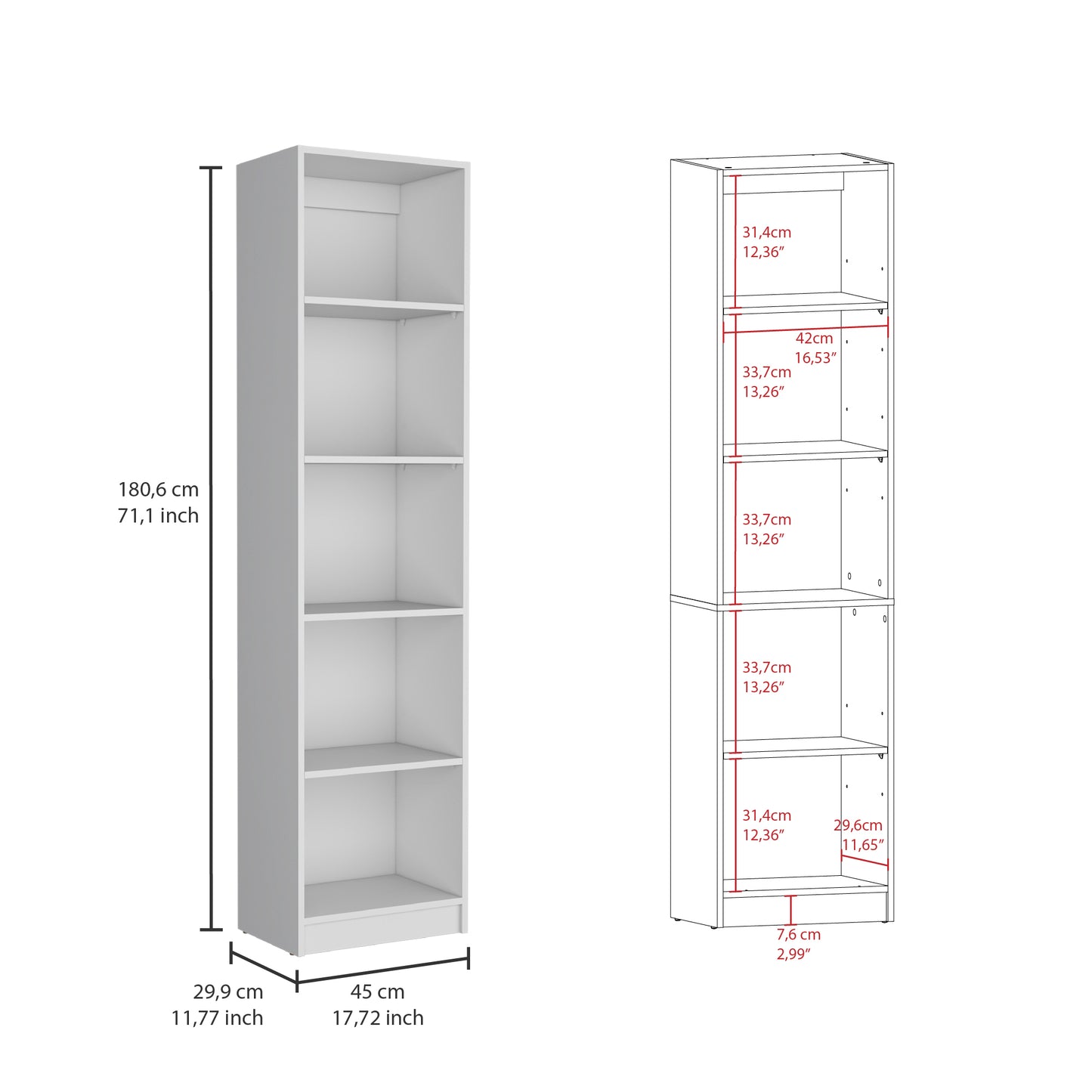 Dupree 3 Piece Home Bookcase set, 67" Wide with 14 Shelves ,  Living Room Set Set  White