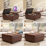 Large Square Storage Ottoman With 2 Storage Doors