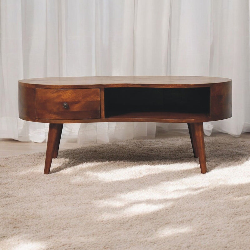 Wave Coffee Table With 1 Drawer