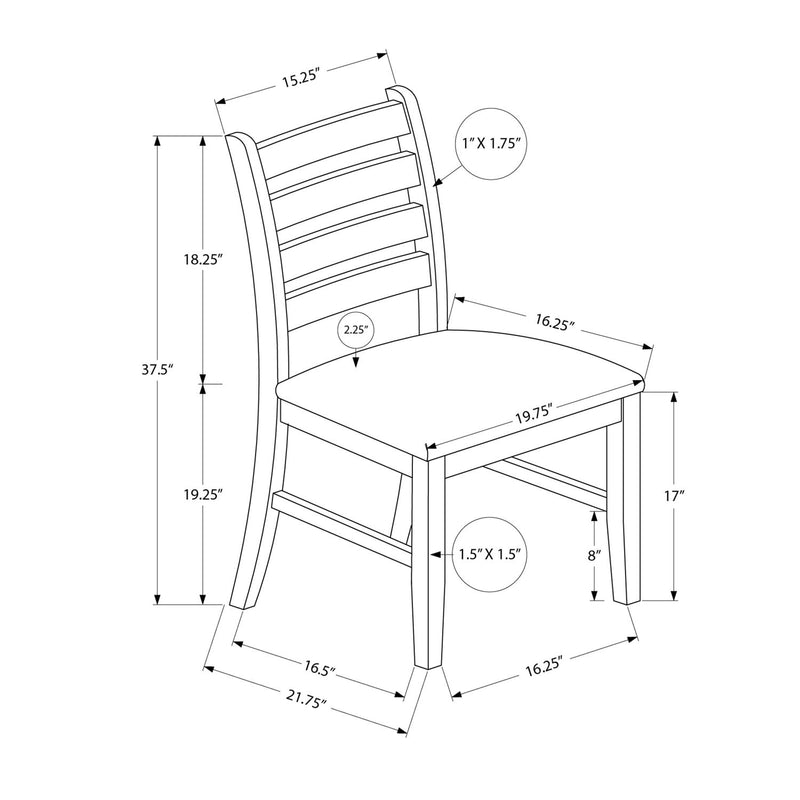 Dining Chair, Dining Room, Side, Upholstered, Transitional (Set of 2) - Brown