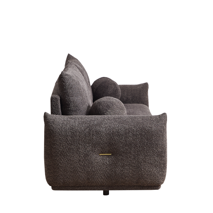 Lamb's wool 2-seater cushion sofa 90'' comfortable sofa for living room Bedroom and other casual spaces Lamb's wool sofa with 2 cushions and 2 ball pillows. (gray)two sets