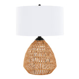Congo - Contemporary Rattan Table Lamp - Natural / Matte Black / White
