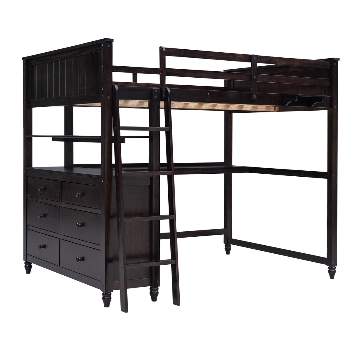 Loft Bed With Drawers With Desk And Shelves