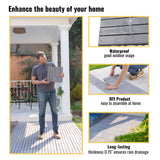 Interlocking Deck Tiles Striped Pattern, Square Acacia Hardwood Outdoor Flooring For Patio, Bancony, Pool Side