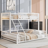 Bunk Bed Frame With Ladder And Safety Guardrails