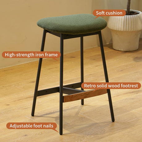 Modern Bar Stools Comfortable & Stylish Counter Height And Bar Height Bar Stools, Soft Fabric Upholstered, Backless For Kitchen, Dining Room Bar Chairs (Set of 2) - Green