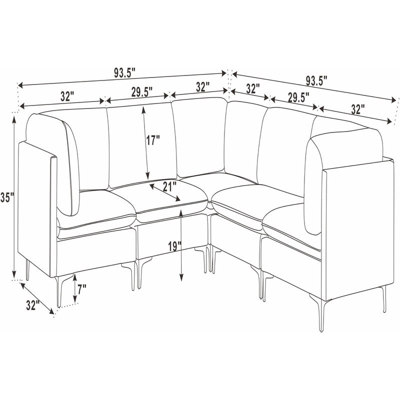 Upholstered Modular Sectional With Tall Legs