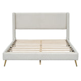 Platform Contemporary Bed With Legs And Upholstered Headboard