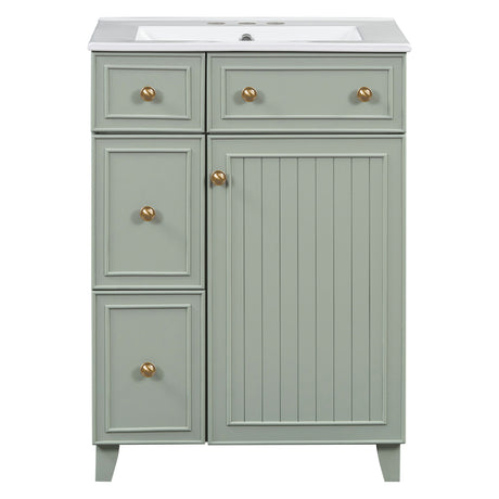 Transitional Style Bathroom Vanity Cabinet With Ceramic Sink