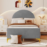 Upholstered Platform Bed With Classic Semi-Circle Shaped Headboard