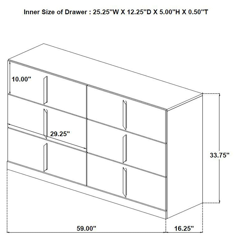 Lauryn - 6 Drawer Dresser Cabinet - Gloss White