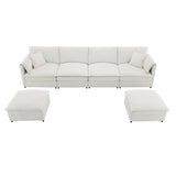 Chenille Modular Sectional Sofa, U Shaped Cloud Couch Set With Double Cushions, 6 Seat Sleeper Sofa Bed With Ottomans, Oversized Indoor Furniture For Living Room