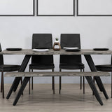 Modern Acacia Wood Dining Bench, Live Edge Design Accent Bench With Iron Legs - Black / Gray