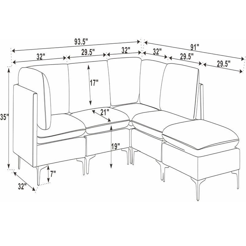 Upholstered Modular Sectional & Tall Legs