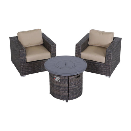3 Piece Rattan Patio Sofa Set With Comfortable Cushions