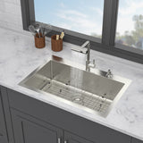 Drop In Kitchen Sink With Pull Down Faucet And Soap Dispenser