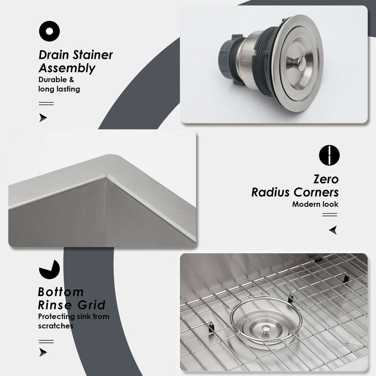 Modern Style Undermount Sink With Stainless Steel, Deep Single Bowl