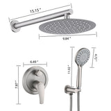 Wall Mounted Shower Set With High Pressure 10" Rain Shower Head And 5 Function Handheld Shower Head