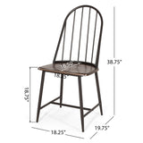 Rustic Farmhouse Style Dining Chair With Spindle Backrest - Dark Brown