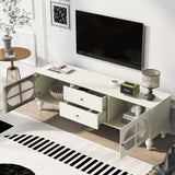 Modern TV Stand For TVs Up To 75" With Fluted Glass Doors