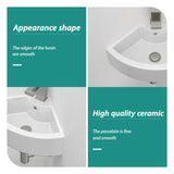 Triangle Porcelain Wall Mount Vessel Sink With Single Faucet Hole & Overflow - White
