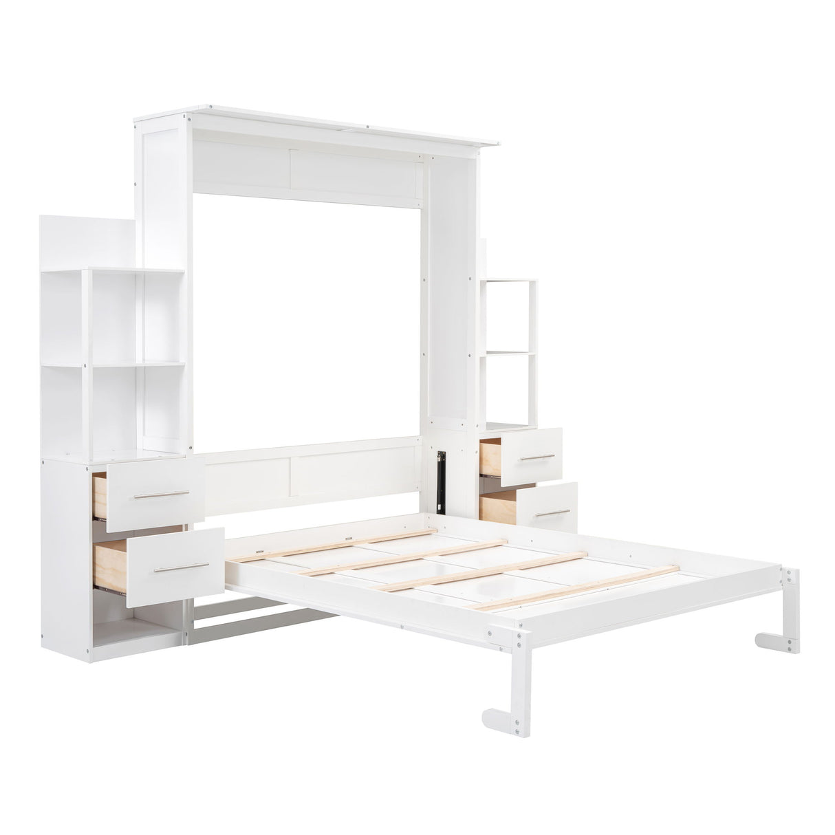 Murphy Wall Bed With Shelves, Drawers And LED Lights