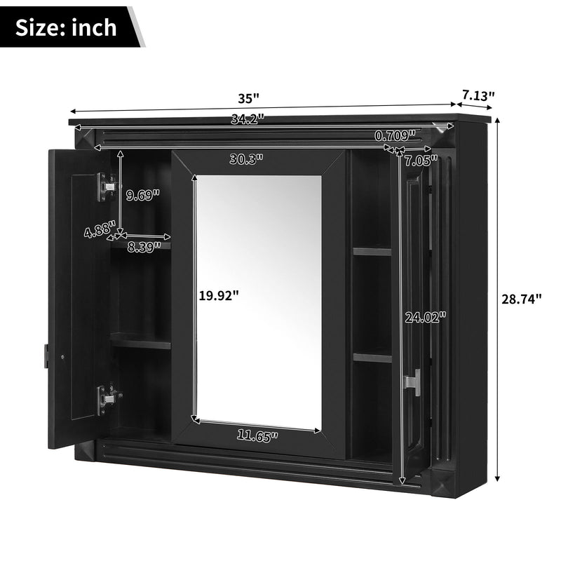 Wall Mounted Bathroom Storage Cabinet With Mirror, 6 Open Shelves
