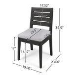 Patio Armless Dining Chair With Laid Back Slat Panel Design - Light Gray