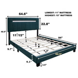 Queen Size Adjustable Upholstered Bed Frame Dark Velvet Collection Comfort And Simplicity