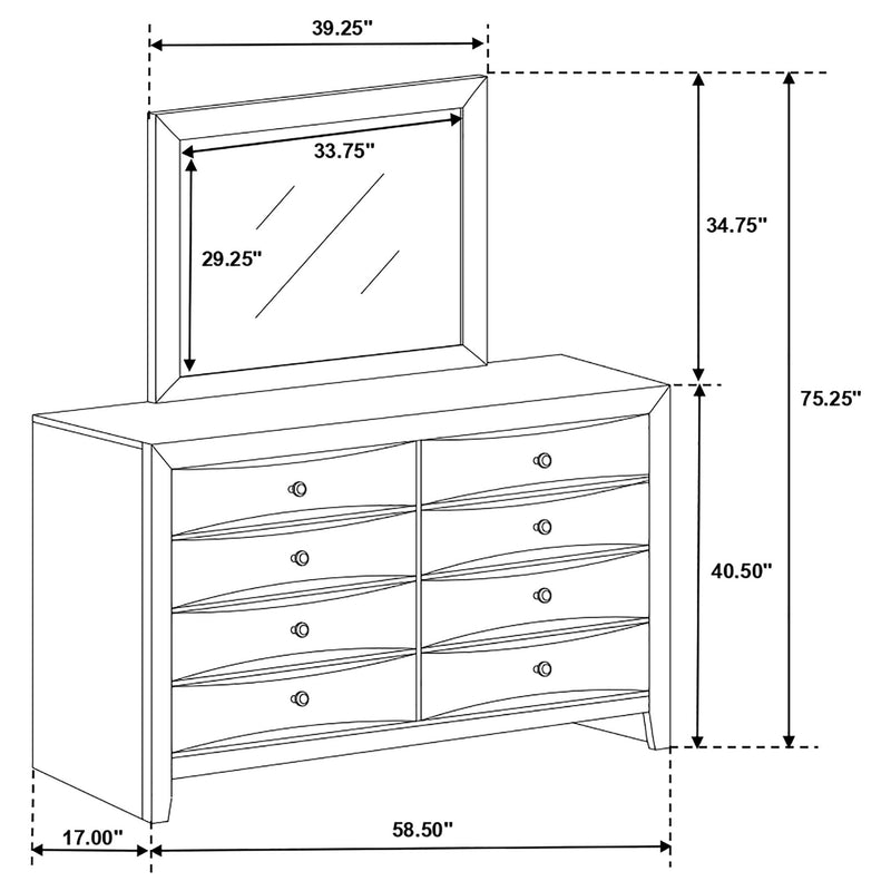 Palamino - 8 Drawer Dresser With Mirror - Black