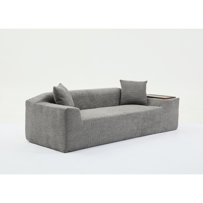 [NEW ARRIVED] [VIDEO PROVIDED]2 Piece Boucle Cloud Sofa Set, Upholstered Sofa Set, Modern 3 Seater and 2 Seater Sofa with MDF End Table for Living Room ,Apartment,3+2 couch,Boucle,Dark Gray