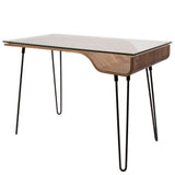 Avery - Mid-Century Modern Desk - Walnut / Clear / Black