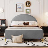 Upholstered Platform Bed With Classic Semi-Circle Shaped Headboard