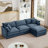 L Shaped Modular Sectional Sofa With Movable Ottoman, 3 Seater Comfortable Seating