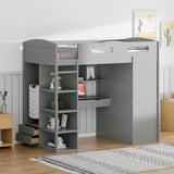 Loft Bed With Desk, Wardrobes, 4 Drawers And 4 Shelves
