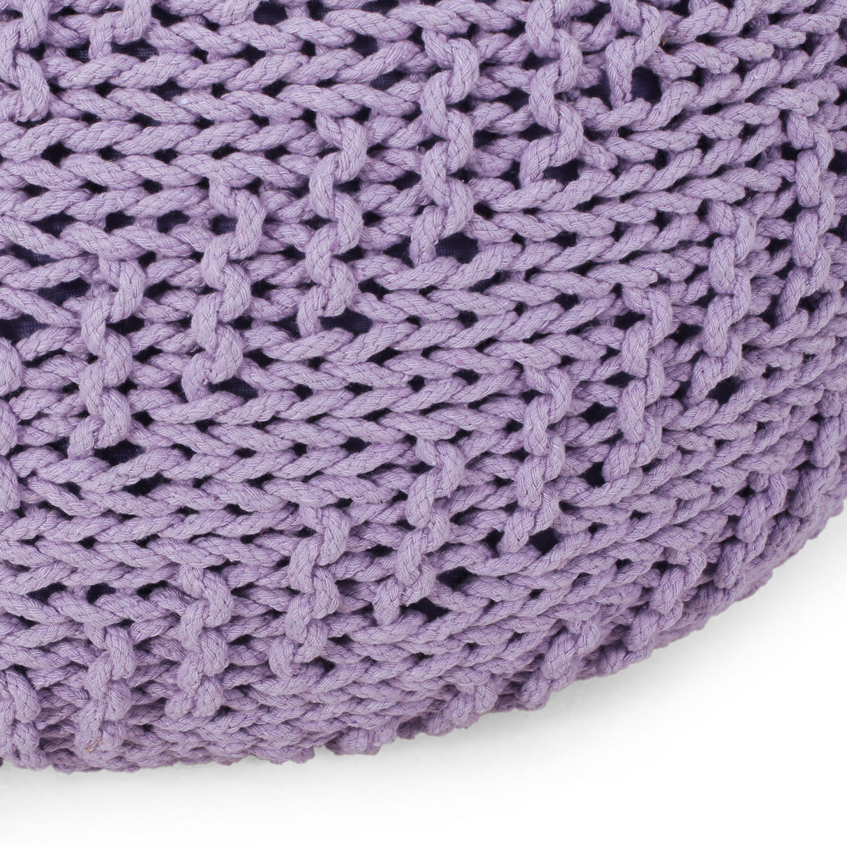 Bordeaux - Knitted Cotton Round Pouf Ottoman