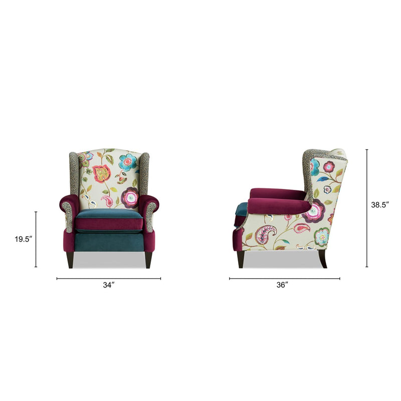 Anya - Wingback Accent Arm Chair - Blue