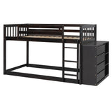 Twin Over Twin Classic Bunk Bed With 4 Drawers And 3 Shelves - Espresso