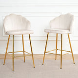 Elegant Shell Shape Velvet Bar Chair (Set of 2)