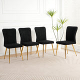 Modern Teddy Wool Dining Chair With Plated Metal Legs Upholstered Fabric Side Chair (Set of 4) - Black