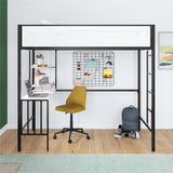 Axel - Twin Loft Bed With Desk & Shelves - Black