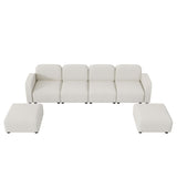 Velvet Modular Sectional Sofa, U Shaped Reversible Couch Set, Free Combination, 6 Seat Sleeper Cloud Sofa Bed With Ottoman, Convertible Oversized Indoor Furniture Pieces - Beige