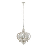 Farmhouse Chandelier, 6 Light Wood Chandelier Pendant Light Fixture With Adjustable Chain For Dining Room Living Room Entryway, Bulb Not Included