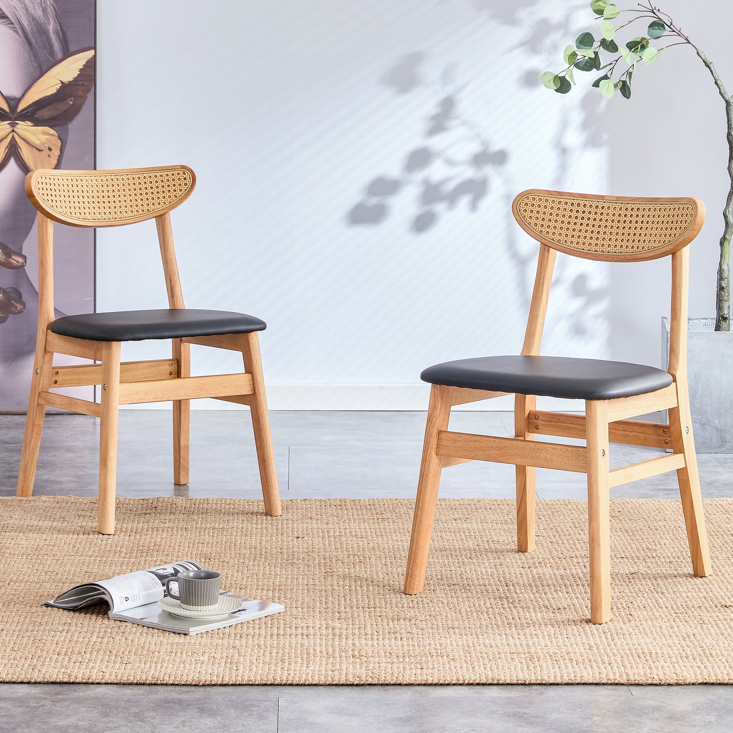 The stylish and durable solid wood dining chair, small curved back, PU cushion, and beautiful shape match perfectly with any room and everyday use