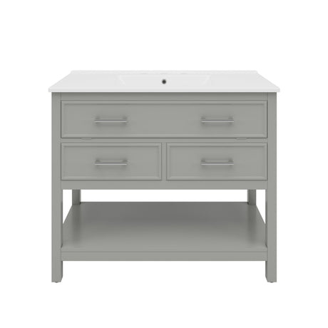 Bathroom Vanity With Ceramic Sink, Tip Out Tray & 2 Full Extension Drawers