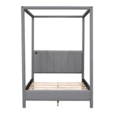 Canopy Platform Bed With USB And Type-C Ports
