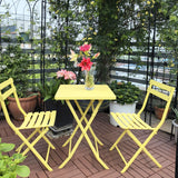 3 Piece Patio Bistro Set Of Foldable Square Table And Chairs