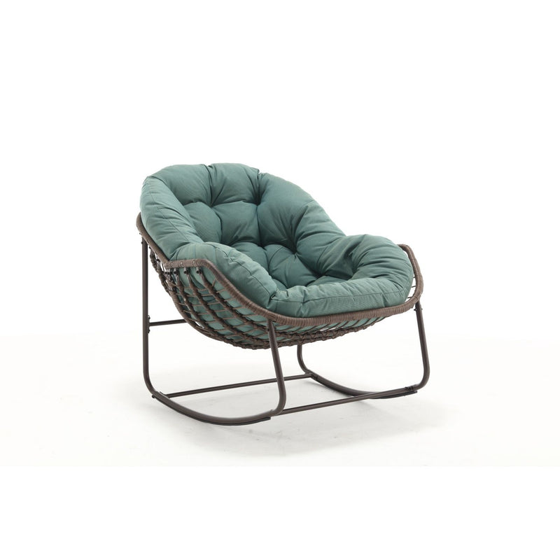Indoor / Outdoor Oversized Wicker Egg Rocker Chair - Light Green