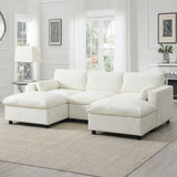 Modular Sectional With Storage Pockets, 5 Seat U Shaped Couch Set With Pillows, Free Combination Modern Cloud Sofa With 2 Movable Ottoman